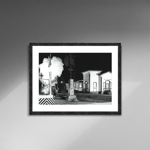 O Winston Link Birmingham Special at Max Meadows, Old Train Photo Poster Framed Canvas, Black White photo, Canvas Wall Art, Decor Canvas.jpg