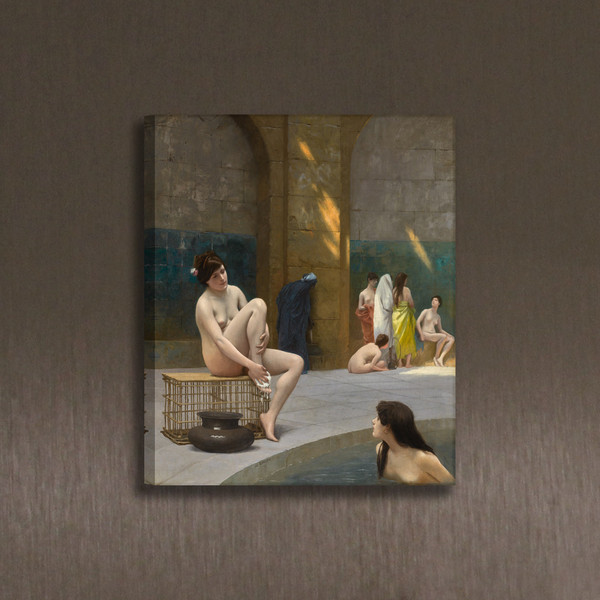 Women In Bath Art Jean Leon Gerome Painting Photo Canvas, Nude Painting, Sexual slavery in the Ottoman Empire Photo Canvas, Historical Paint.jpg