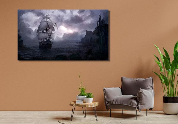 Pirate Ship PosterCanvas Wall Art,Vikings Ship Painting Art,Pirates Ship Canvas Wall Print,Ship Art Canvas,Sailing Ship Art,Gift for Sailor.jpg