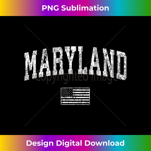 Maryland T-Shirt Vintage American Flag Sports Design Tee - Elegant Sublimation PNG Download