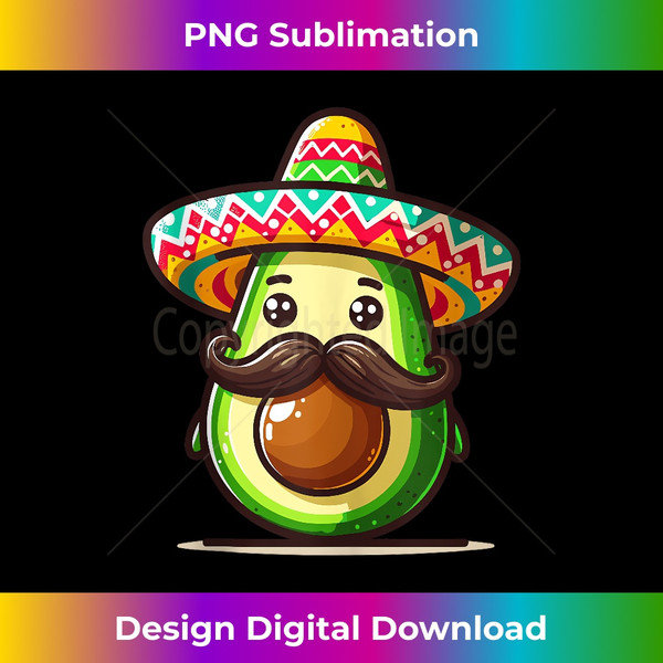 Cinco de Mayo Outfit Mexican Party Avocado Wearing Sombrero Tank Top - Unique Sublimation PNG Download