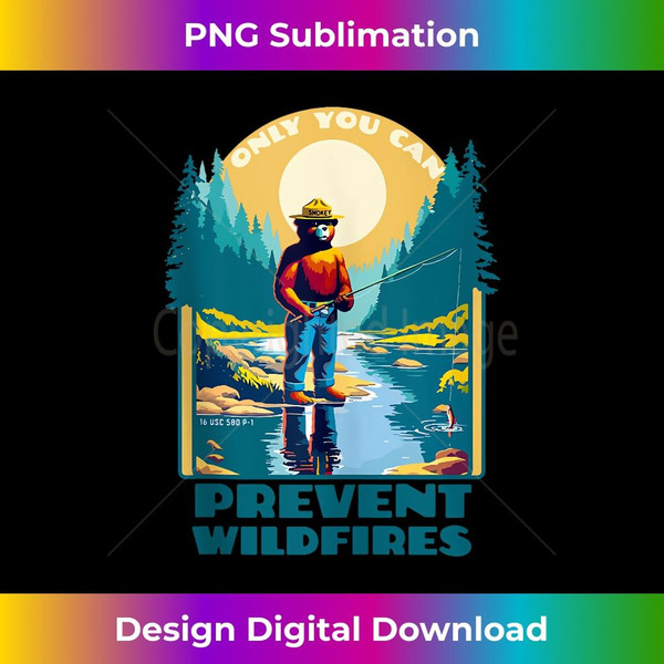 Fishing Smokey Bear Only You Can Prevent Wildfires Vintage - Creative Sublimation PNG Download