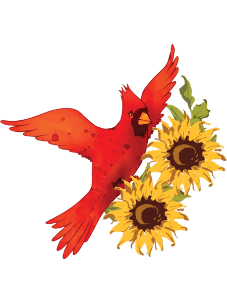 Sunflowers Cardinal Birds.png