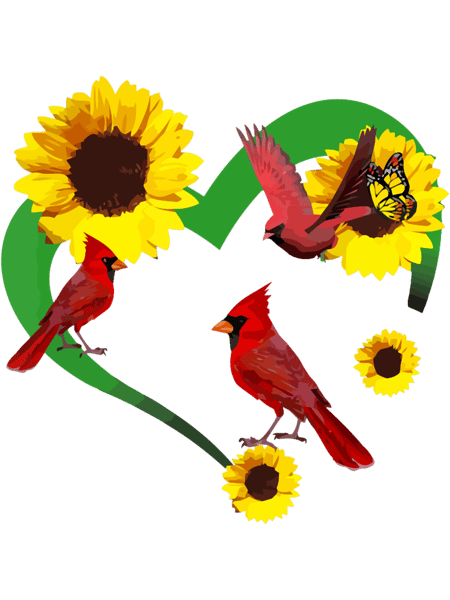 Sunflowers Cardinal Birds(9).png