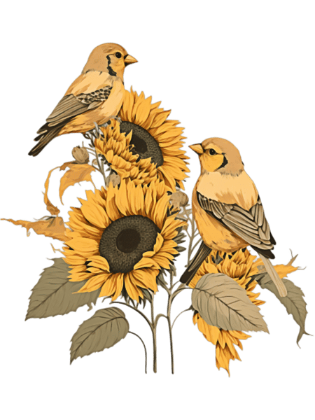 Sunflowers Cardinal BirdsCardinals on a sunflowerCardinals _amp_ sunflowers VintageT-.png