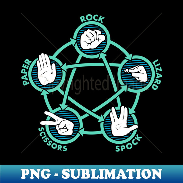 Rock Paper Scissors Spock Lizard Funny Game - Signature Sublimation PNG File