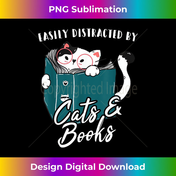 II-20231212-3098_Easily Distracted By Cats And Books Funny Cat Lover Gift 3103.jpg
