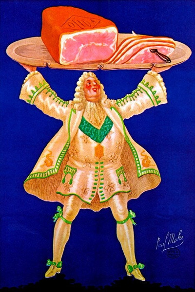 French France King Ham Pork Cooked Restaurant Food Fine Vintage Poster Repro.jpg