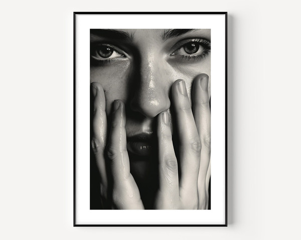 Finger Print, Feminist Model Face Woman Black and White Wall Art,Photography Prints, Museum Quality Photo Art Print, Creative Wall Decor.jpg