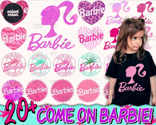 Barbi Icons Bundle Logo Babe Doll Girly Princess Silhouette Head Pink , PNG  Clipart Digital Download Sublimation.jpg