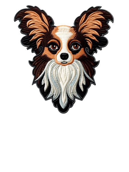 Papillon Dog, Iron on Patch, Embroidered.png