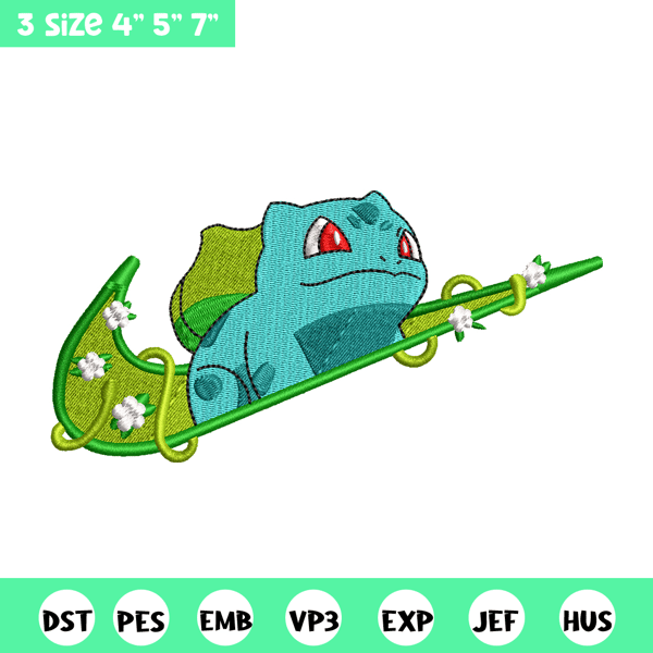 Bubasaur nike embroidery design, Pokemon embroidery, nike design, anime design, anime shirt, Digital download.jpg