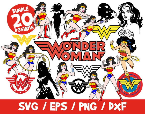 Wonder Woman Bundle Vectors Superhero Svg Cutting Vinyl Eps Png Clipart.jpg