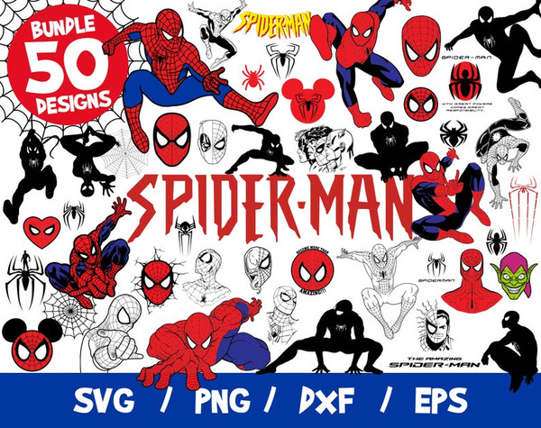 Spiderman Vectors Svg Marvel Cricut Cutting Bundle Vinyl Png Clipart The Amazing Superhero.jpg