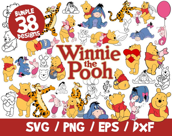 Winnie The Pooh SVG 65 Files Bundle Disney Cricut Silhouette Clipart Vinyl Cut File.jpg