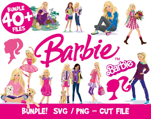 Barbie Bundle Files For Cricut vector logo svg silhouette doll eps Bestseller.jpg