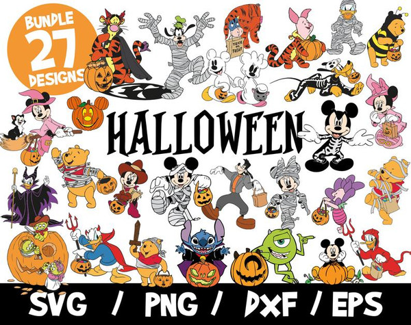 Disney Halloween SVG Bundle Mickey Minnie Mummy Donald Monsters Inc Winnie Eeyore Tigger Stitch.jpg
