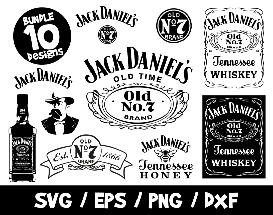 Jack Daniel's SVG Bundle Daniels Logo Old No 7 Brand Tag Tennessee Whiskey Jack Daniel Clipart Cricut.png