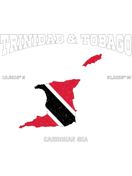 Trinidadian Flag and Map, Trinidad and Tobago coordinates .png