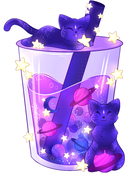 Purple Galaxy Cats Boba Tea .png