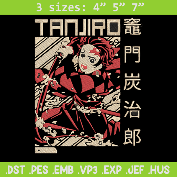 Tanjiro Poster Embroidery Design, Demon slayer Embroidery, Embroidery File, Anime Embroidery, Digital download..jpg