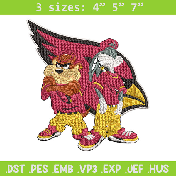 Taz And Bugs Kriss Kross Arizona Cardinals embroidery design, Cardinals embroidery, NFL embroidery, sport embroidery..jpg