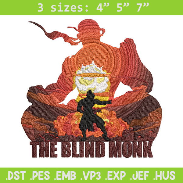 The blind monk Embroidery Design, Poster Embroidery, Embroidery File, Anime Embroidery, Anime shirt, Digital download.jpg