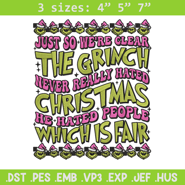 The grinch Embroidery Design, Grinch Embroidery, Embroidery File, Chrismas Embroidery, Anime shirt, Digital download.jpg