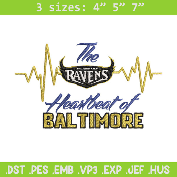 The heartbeat of Baltimore Ravens embroidery design, Baltimore Ravens embroidery, NFL embroidery, logo sport embroidery..jpg