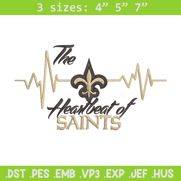 The heartbeat of New Orleans Saints embroidery design, New Orleans Saints embroidery, NFL embroidery, sport embroidery..jpg