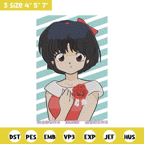 Akane Tendo Embroidery Design, Ranma Embroidery, Embroidery File, Anime Embroidery, Anime shirt, Digital download.jpg