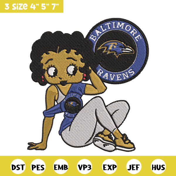 Baltimore Ravens Betty Boop embroidery design, Ravens embroidery, NFL embroidery, sport embroidery, embroidery design..jpg