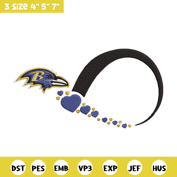 Baltimore Ravens Heart Football embroidery design, Baltimore Ravens embroidery, NFL embroidery, logo sport embroidery..jpg