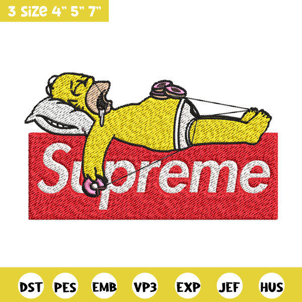 Homer Simpson supreme Embroidery design, Simpson Embroidery, cartoon design, Embroidery File, Instant download..jpg
