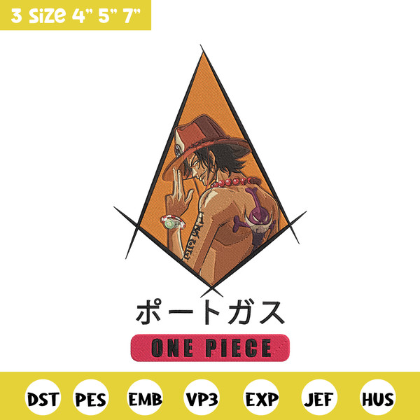Ace poster Embroidery Design, One piece Embroidery, Embroidery File, Anime Embroidery, Anime shirt, Digital download..jpg