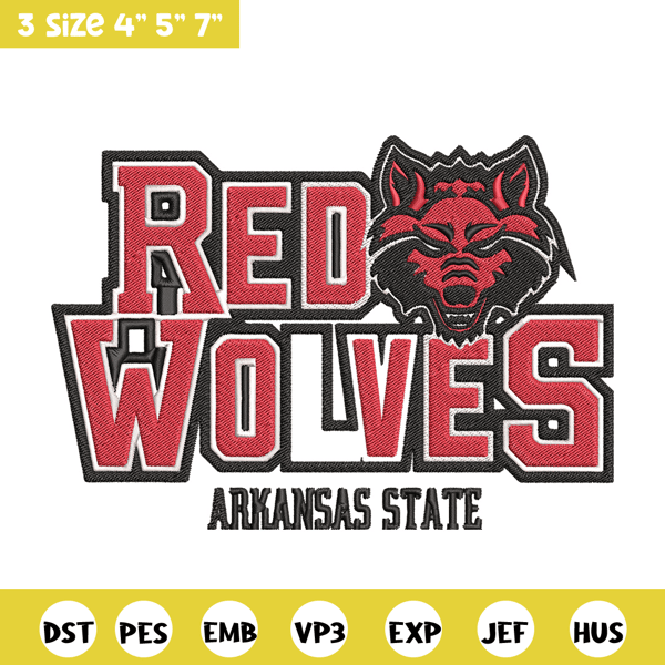 Arkansas State wolves embroidery design, NCAA embroidery, Sport embroidery, logo sport embroidery, Embroidery design.jpg