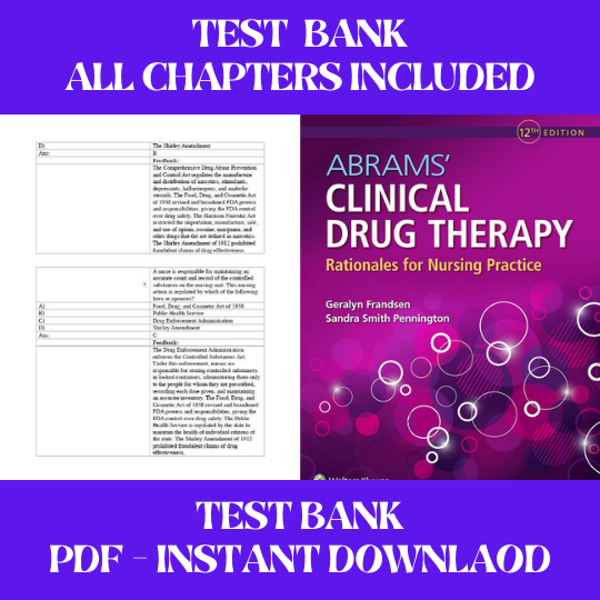 Abrams Clinical Drug Therapy Rationales for Nursing Practice, 12th Edition Frandsen Test Bank (3).png