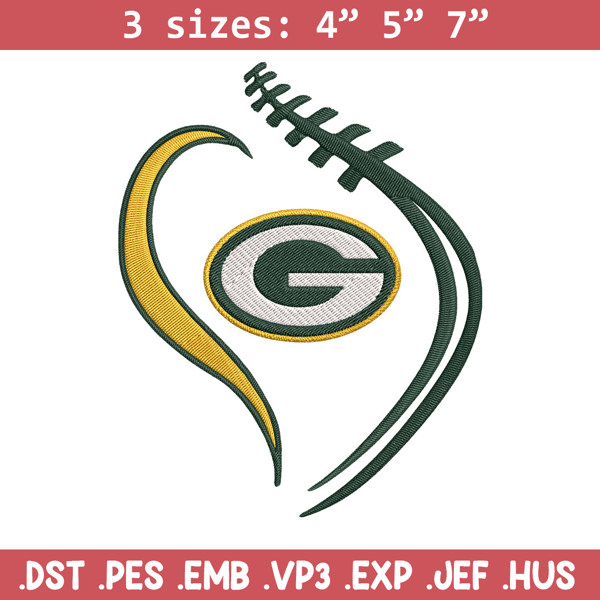 Green Bay Packers Heart embroidery design, Packers embroidery, NFL embroidery, logo sport embroidery, embroidery design. (2).jpg