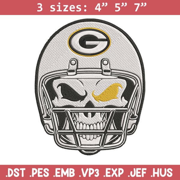 Green Bay Packers Skull Helmet embroidery design, Green Bay Packers embroidery, NFL embroidery, logo sport embroidery..jpg