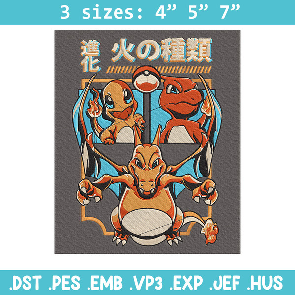 Charizard poster Embroidery Design, Pokemon Embroidery, Embroidery File, Anime Embroidery, Anime shirt, Digital download.jpg