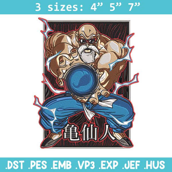 Master Roshi Embroidery Design, Dragonball Embroidery, Embroidery File, Anime Embroidery, Anime shirt, Digital download..jpg