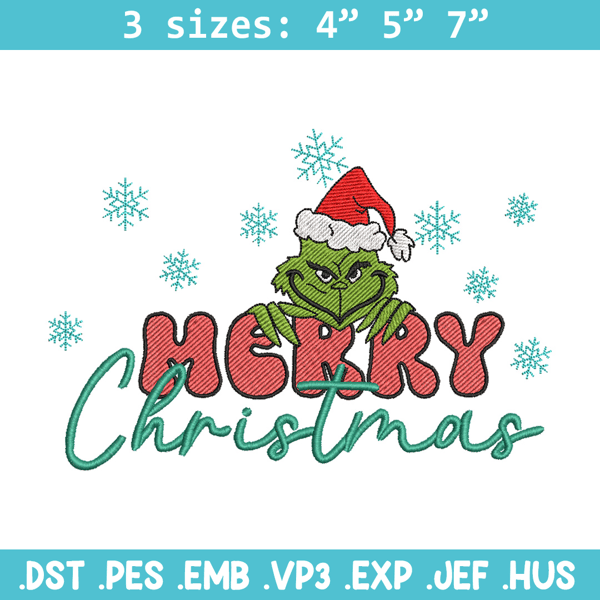 Merry chrismas embroidery design,Grinch embroidery, Chrismas design, Embroidery shirt, Embroidery file, Digital download.jpg