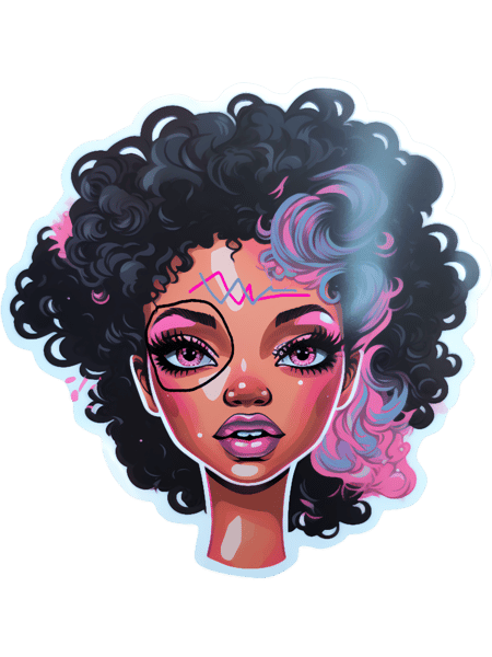 Black Barbie Head in Weird Barbie Style. .png