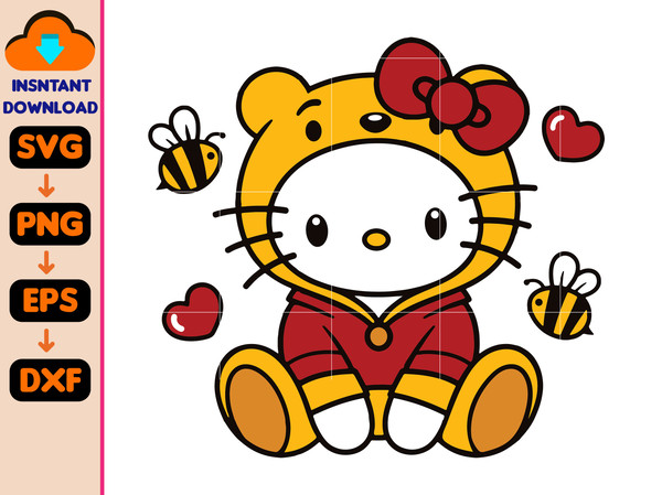 Kitty Winnie Pooh Svg, Valentine's Day Svg, kawaii Valentine Svg, Kawaii Svg, Cricut, Silhouette Vector.jpg