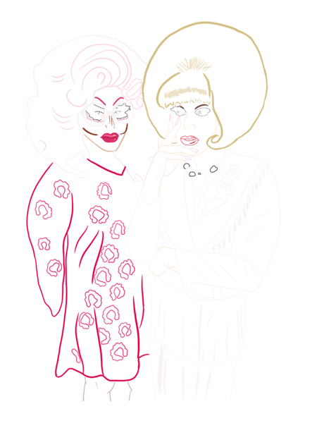 Katya Zamolodchikova and Trixie Mattel Line Art  .png