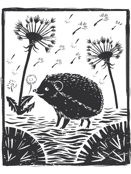 Cute Cottagecore Aesthetic Hedgehog Dandelion Cottage Core.png