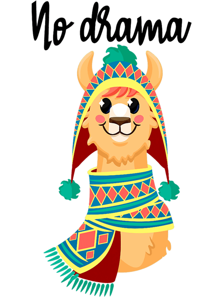 Enjoy Wear Cool Llama No Drama Illustration Graphic Design.png