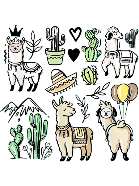 Funny Llama Alpaca 2Cactus Design.png