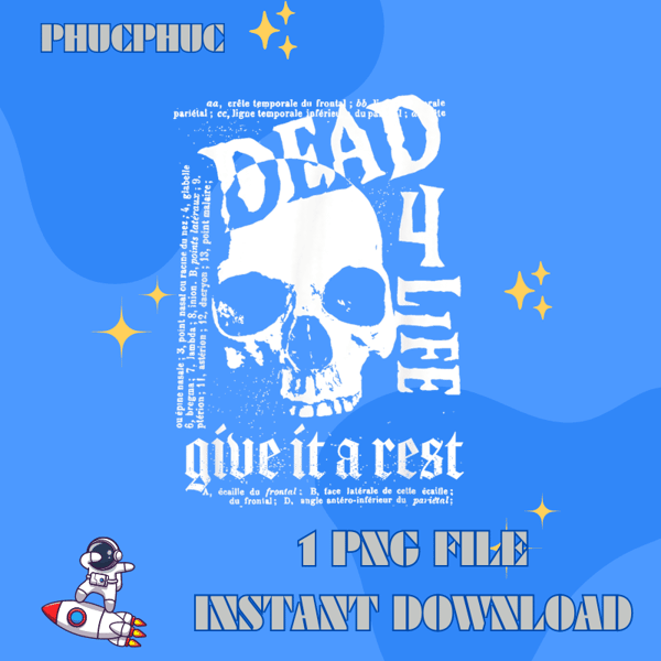 Dead 4 Life Skull Distressed Goth Punk Flyer Art Aesthetic T-Shirt.png