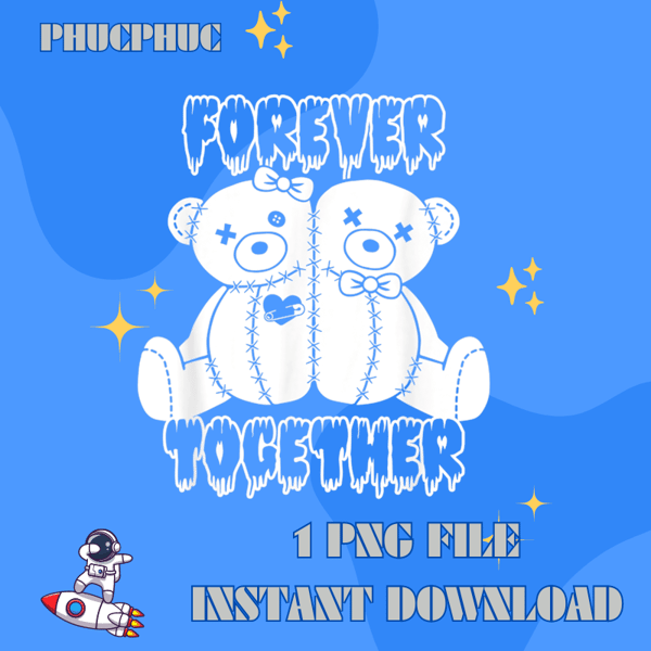 Forever Together Stuffed Animal Bear Couple Sewn Stitches T-Shirt.png